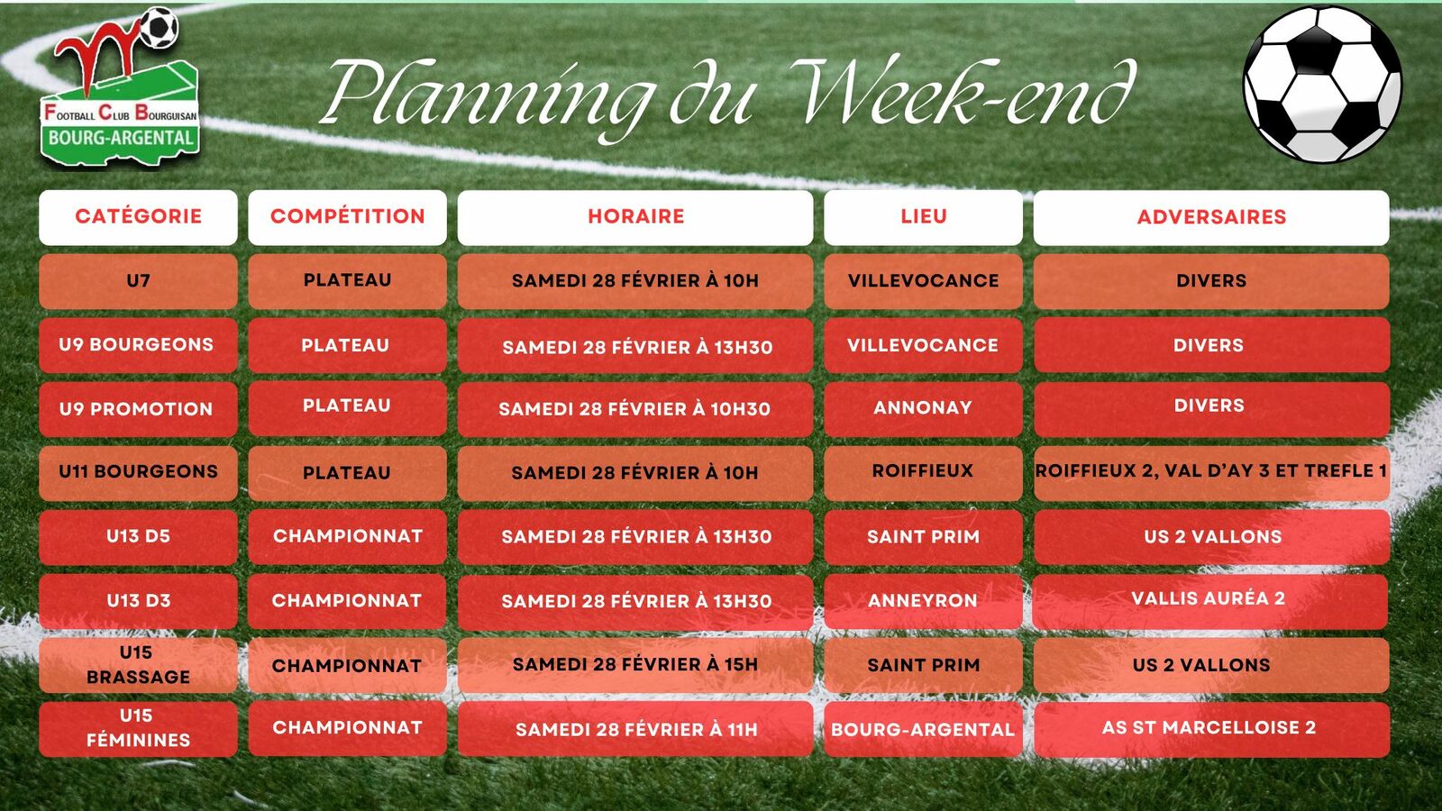 🗓️Planning du Week-end⚽🔴⚪