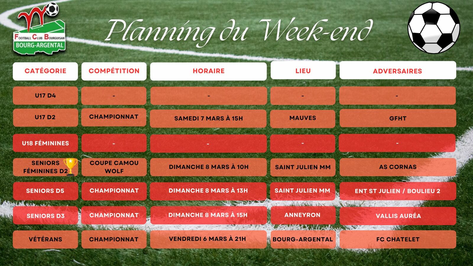 🗓️Planning du Week-end⚽🔴⚪ (Suite)