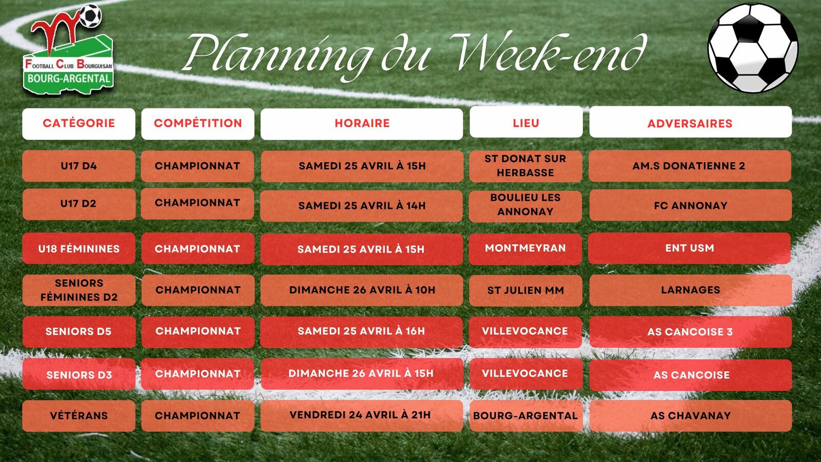 🗓️Planning du Week-end⚽🔴⚪ (Suite)