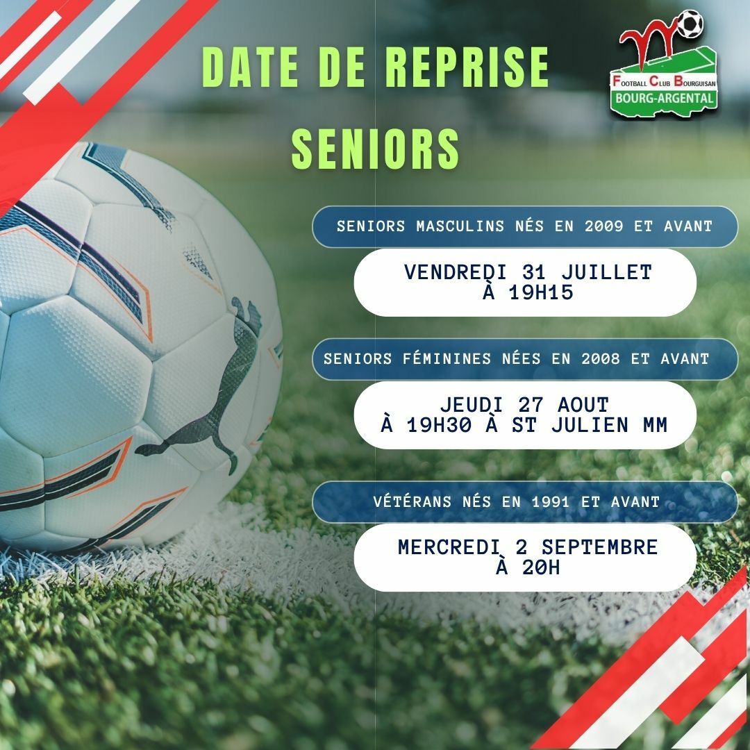 Date de reprise séniors
