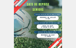 📣Info date de reprise Séniors !!⚽🏃
