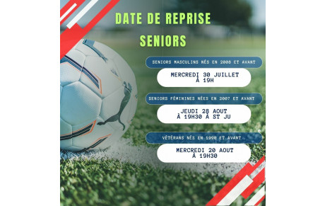 📣Info date de reprise Séniors !!⚽🏃