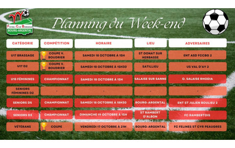 🗓️Planning du Week-end⚽🔴⚪ (Suite)