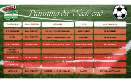 🗓️Planning du Week-end⚽🔴⚪ (Suite)