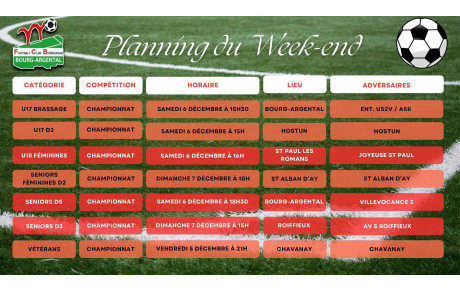 🗓️Planning du Week-end⚽🔴⚪ (Suite)