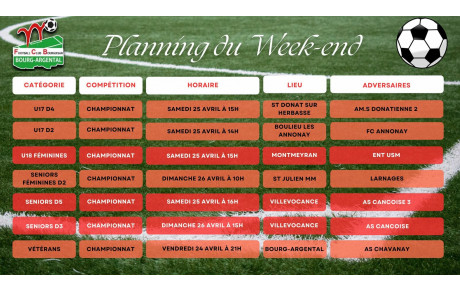 🗓️Planning du Week-end⚽🔴⚪ (Suite)