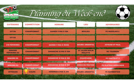 🗓️Planning du Week-end⚽🔴⚪ (Suite)