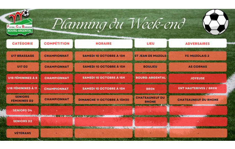 🗓️Planning du Week-end⚽🔴⚪ (Suite)
