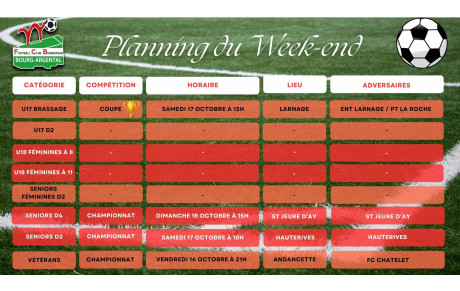 🗓️Planning du Week-end⚽🔴⚪ (Suite)