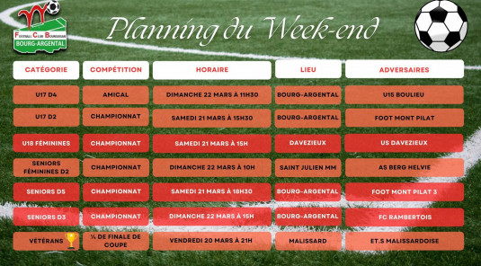 🗓️Planning du Week-end⚽🔴⚪ (Suite)